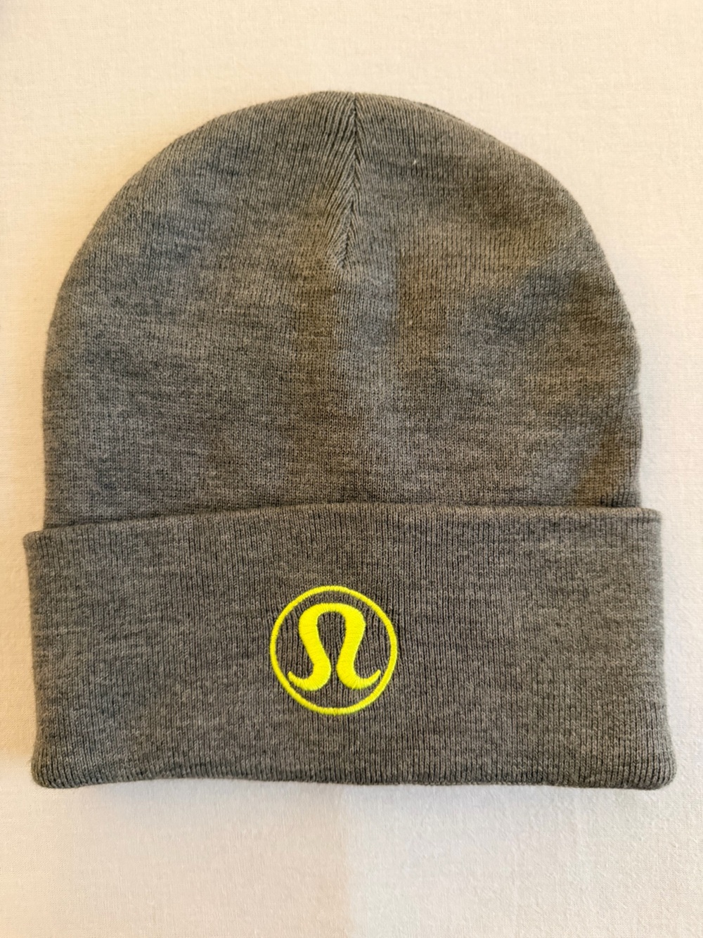 Lululemon Gray Beanie with Yellow Logo